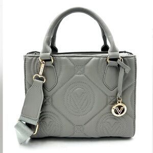 Valentino Orlandi Crossbody Tote Quilt Bag in Light Gray. New with tag.